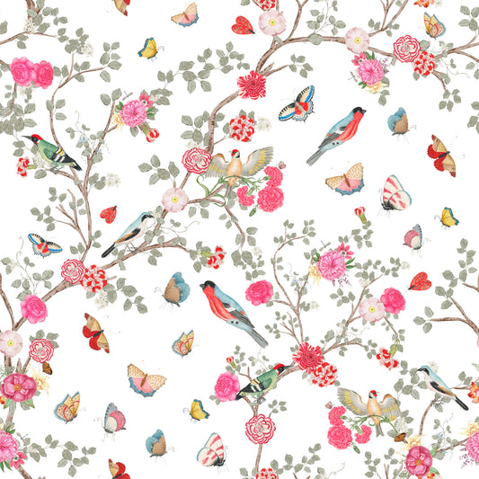 Charming Aviary Chinoiserie Garden Wallpaper⁠