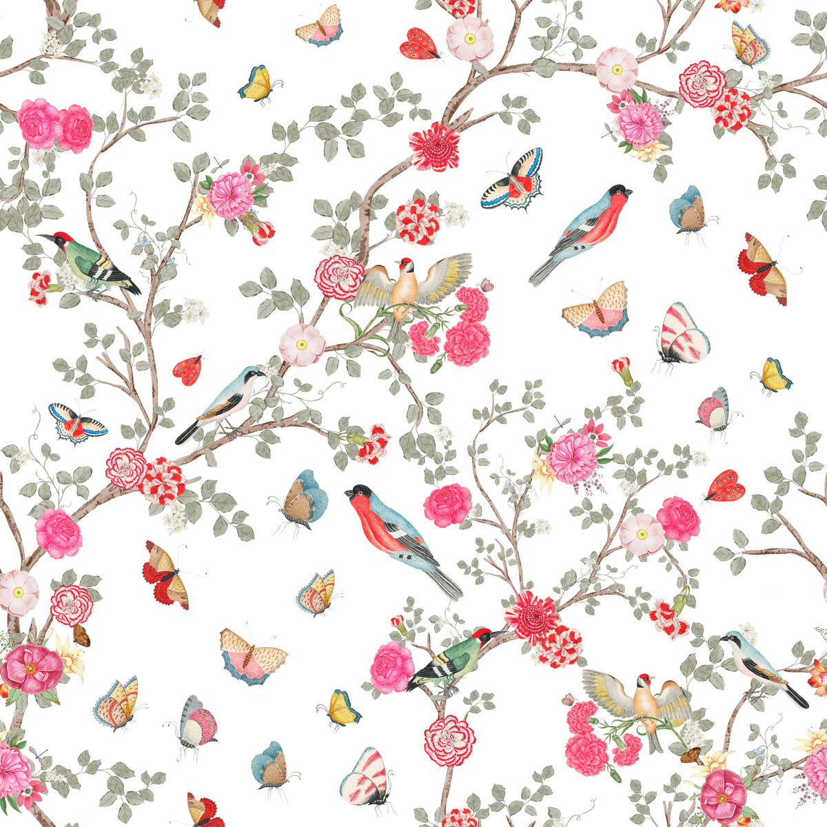 Charming Aviary Chinoiserie Garden Wallpaper⁠ in your room — zoomed