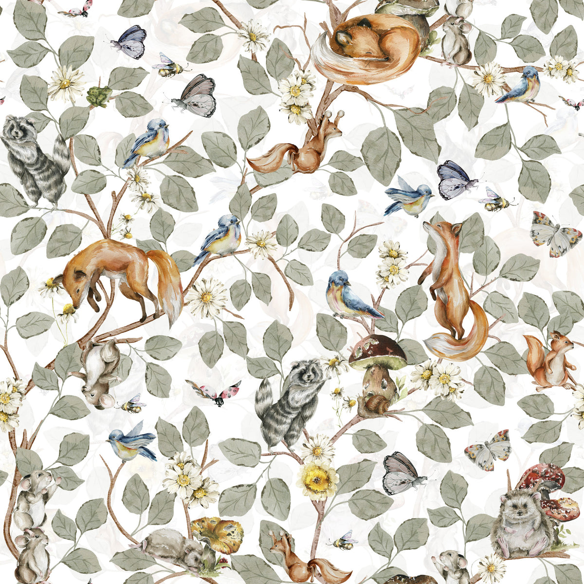 Forest Friends' Chinoiserie Foliage Wallpaper⁠