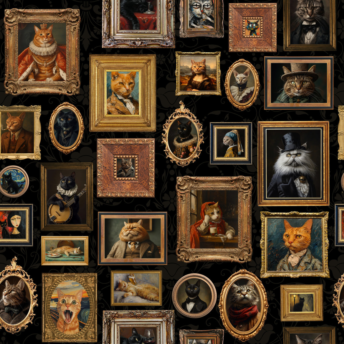 Purr-traits Feline Art Gallery Wallpaper⁠ in your room — zoomed