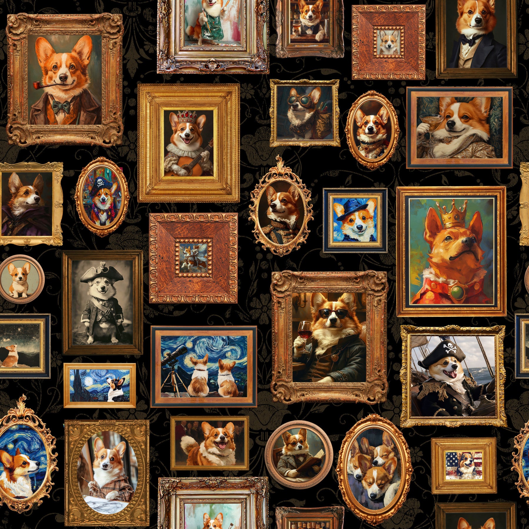 Regal Corgis Gallery Wallpaper⁠
