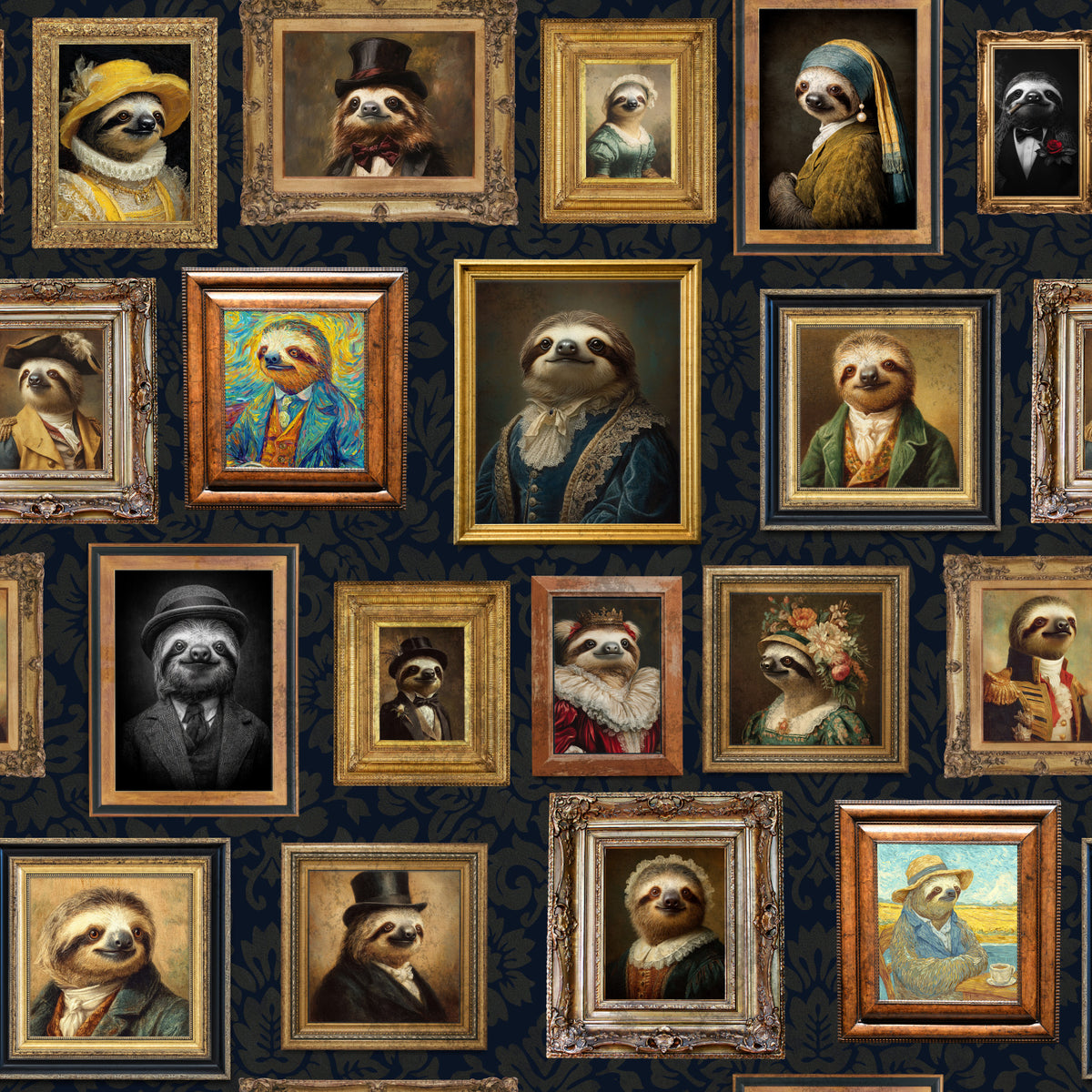 Regal Sloths Gallery Wallpaper⁠