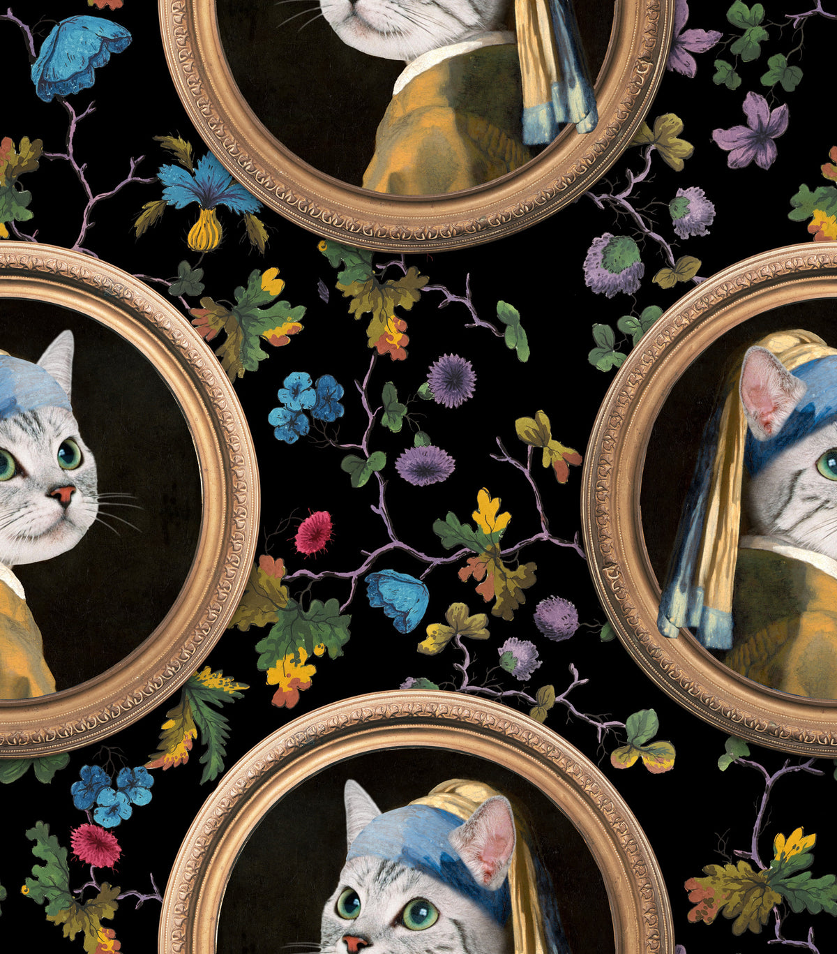 Purrfect Vermeer Wallpaper⁠ in your room — zoomed