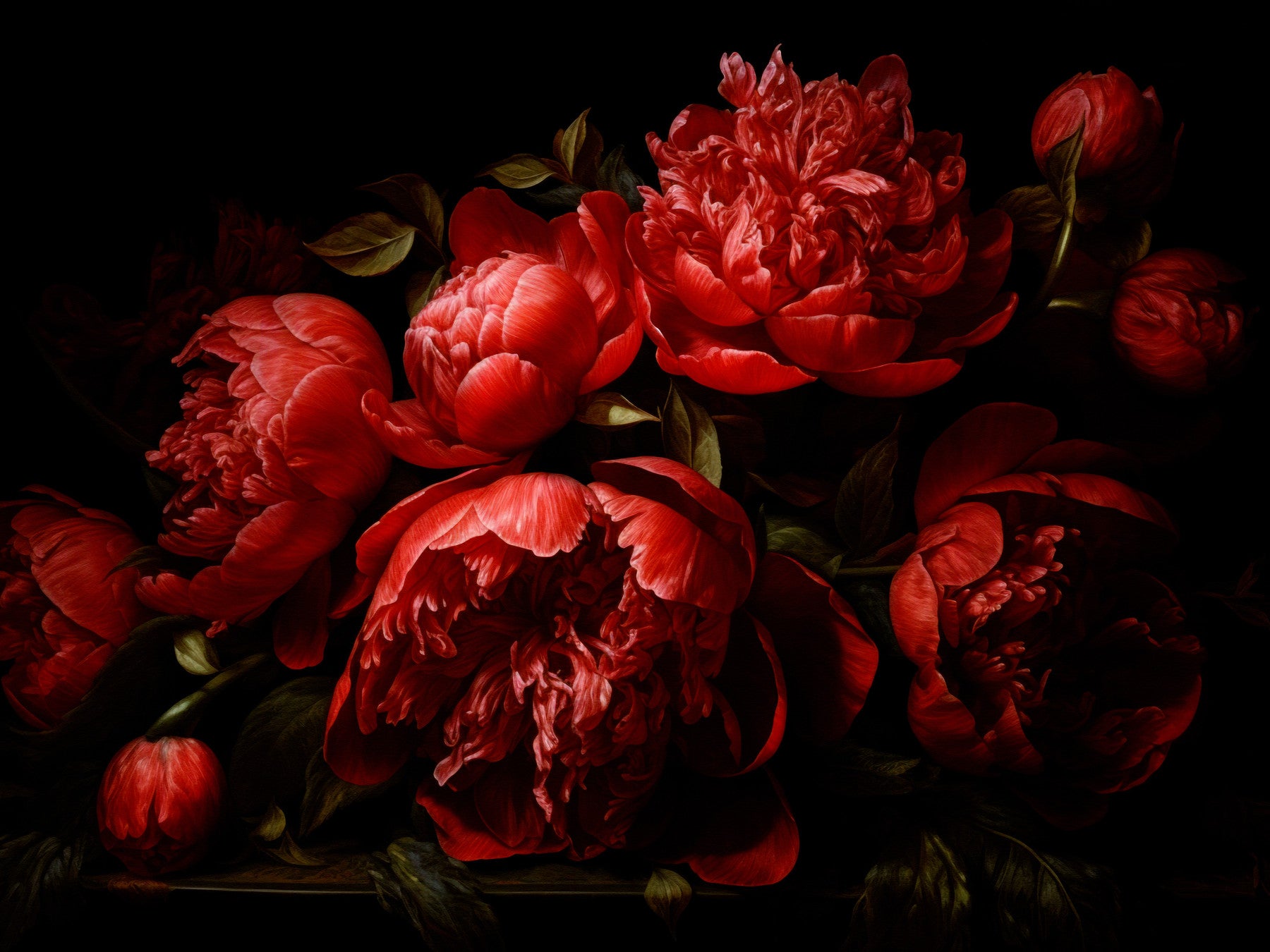 Crimson Night Blooms Wall Mural