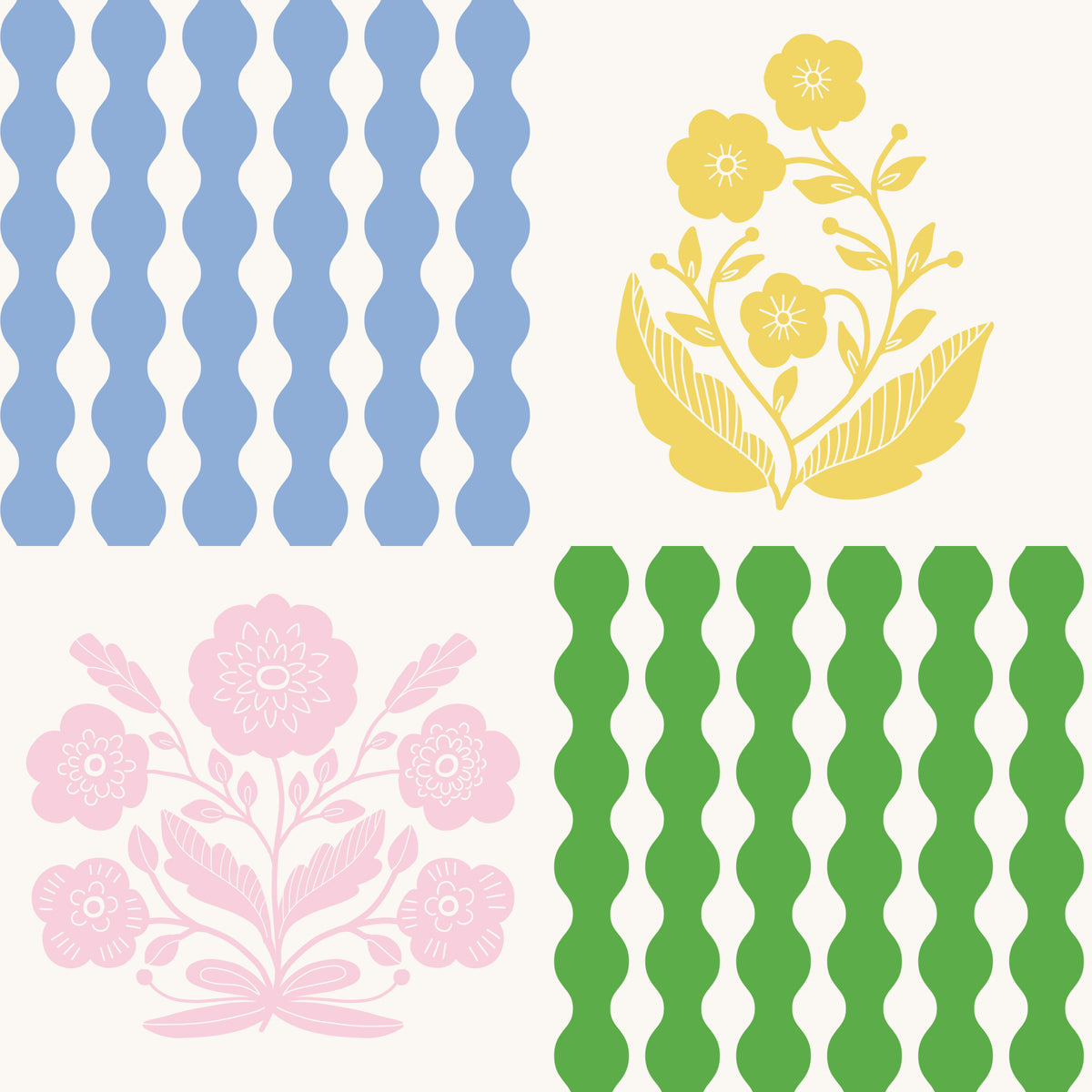 Retro Floral & Wave Wallpaper⁠ in your room — zoomed