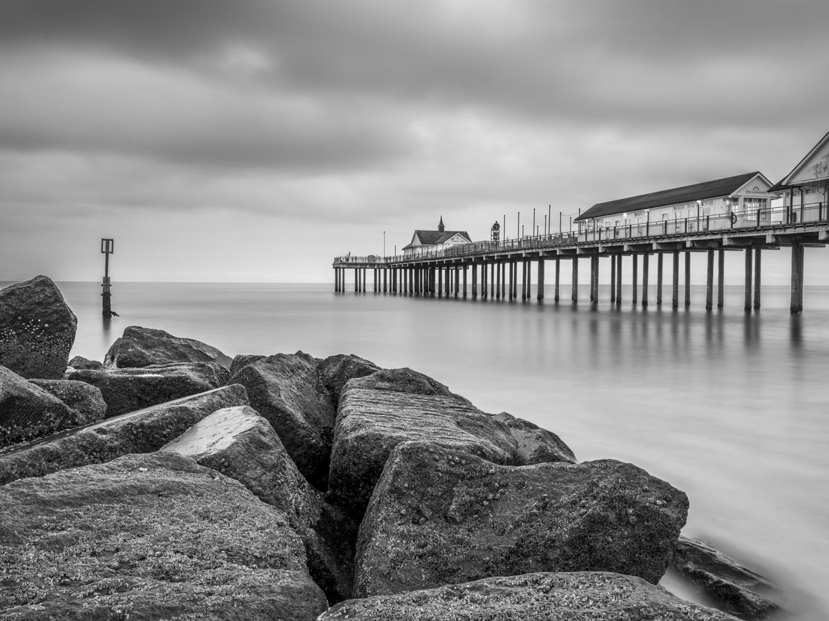Monochrome Pier Escape Wall Mural