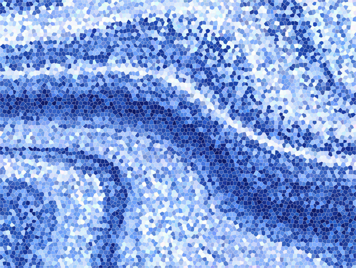 Blue Mosaic Waves Wall Mural