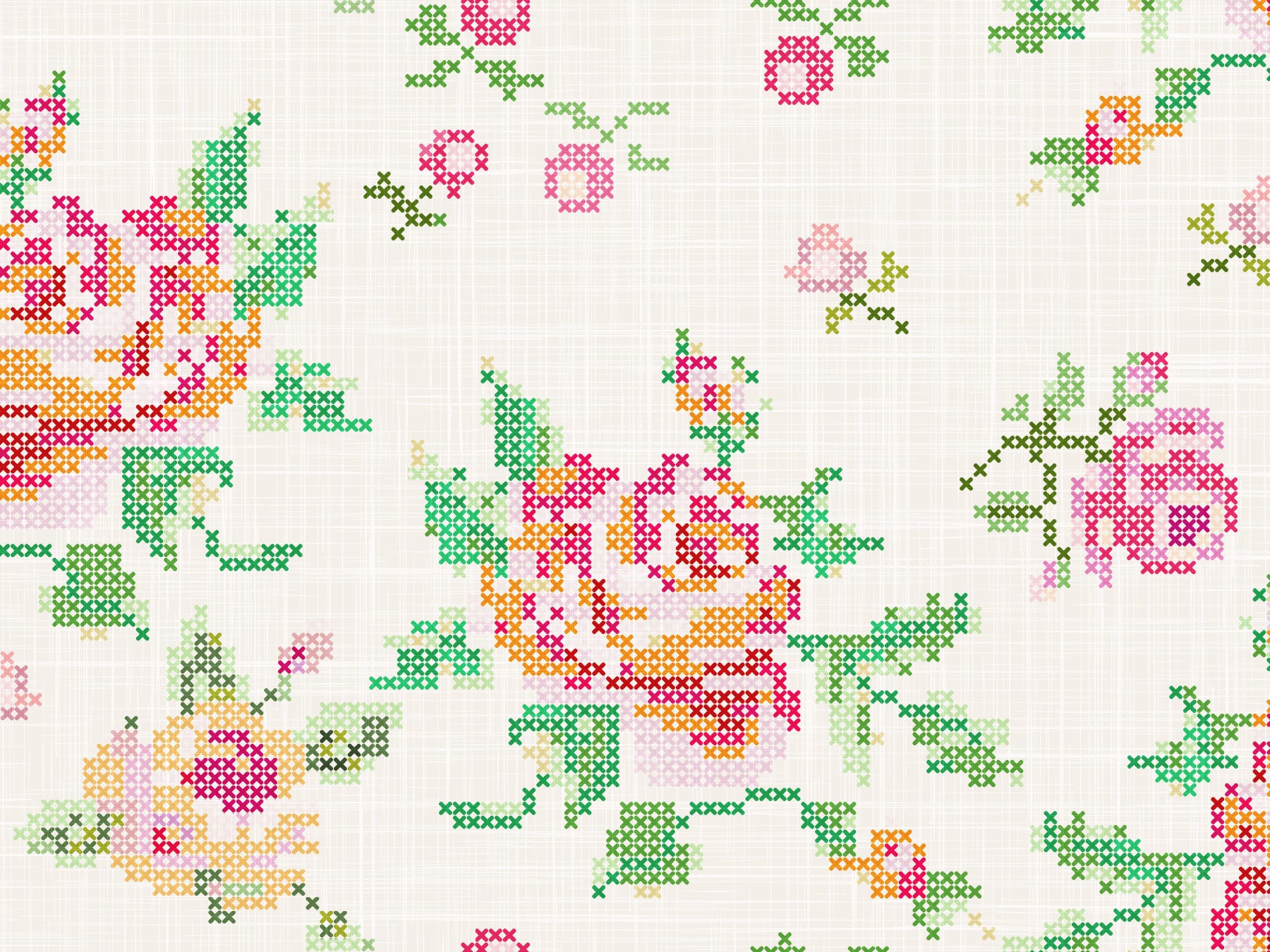 Cross-Stitch Blossoms Wallpaper⁠