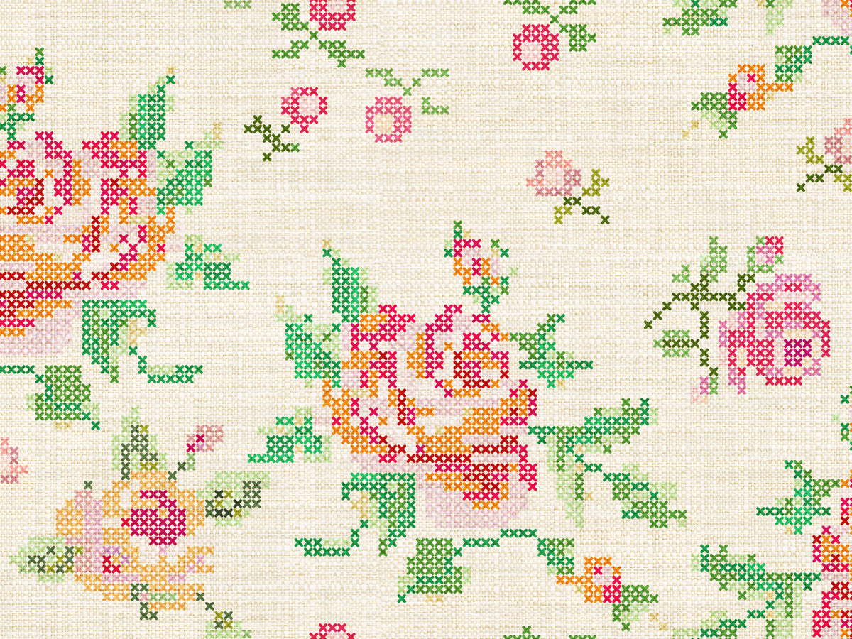 Cross-Stitch Blooms Wallpaper⁠