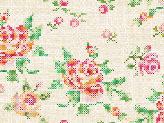 Cross-Stitch Blooms Wallpaper⁠
