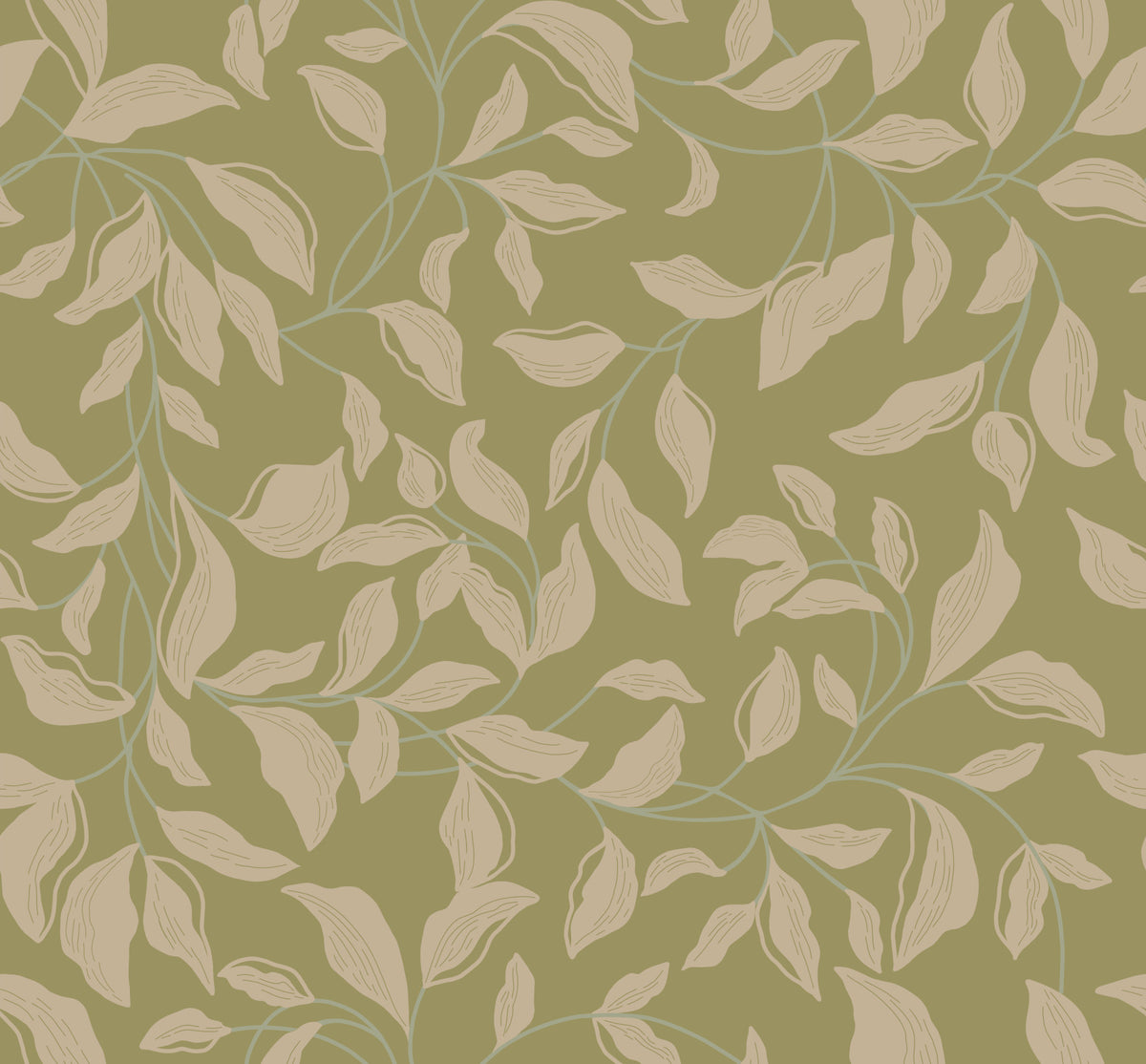 Olive Leaf Canopy Wallpaper⁠ in your room — zoomed
