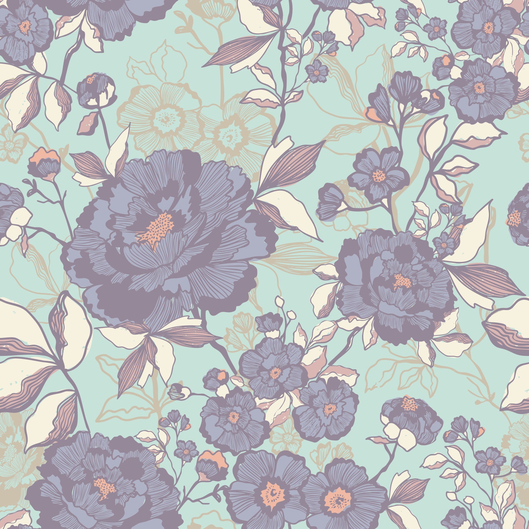 Serene Floral Etch Wallpaper⁠ in your room — zoomed