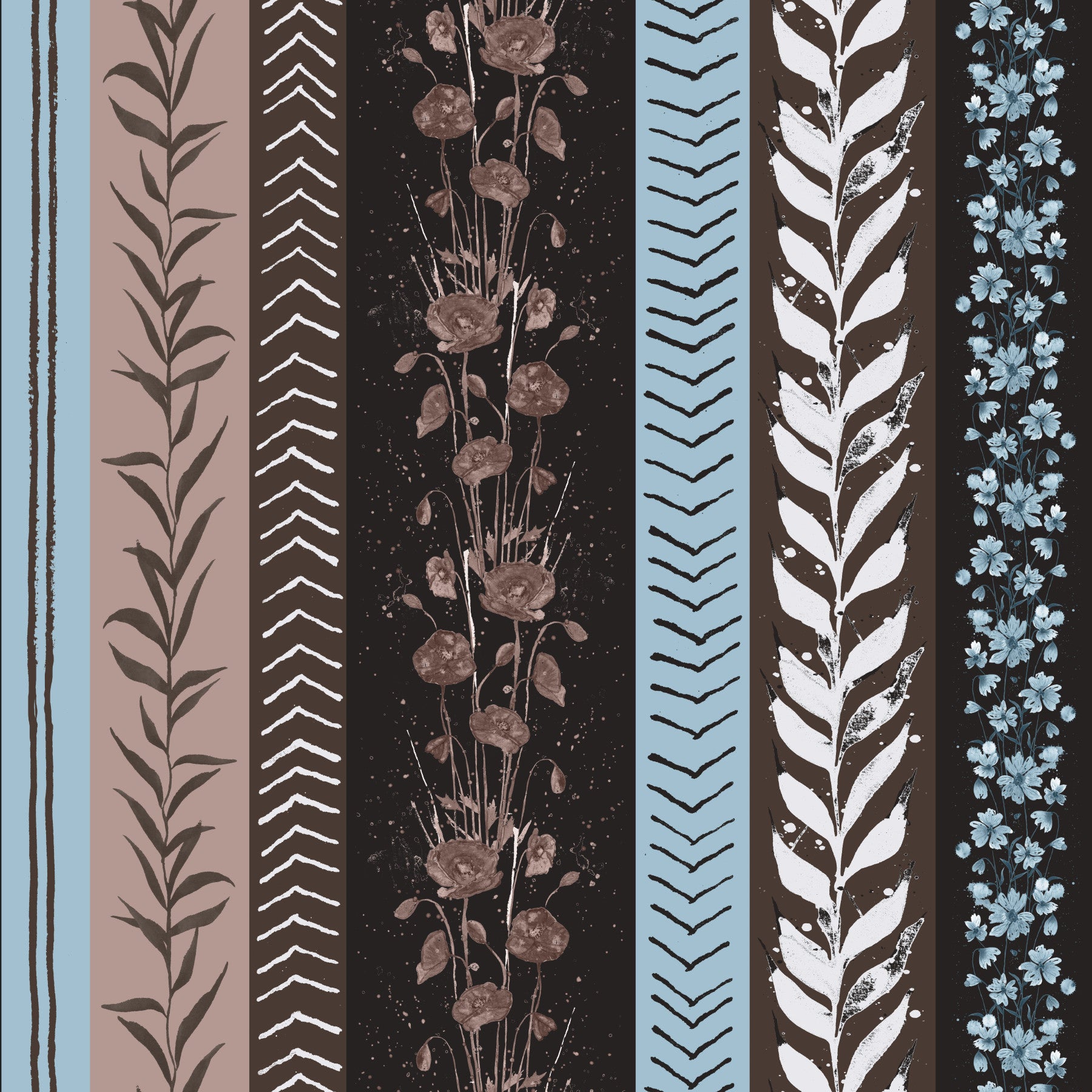 Autumn Stripes Modern Copper Blue Wallpaper⁠