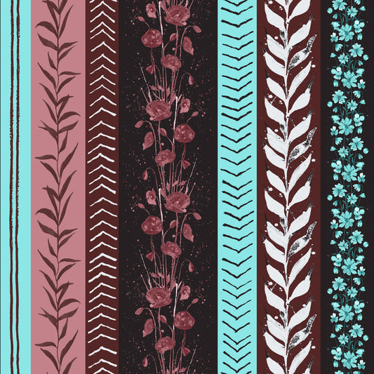 Autumn Stripes Modern Luxury Red Turquoise Wallpaper⁠