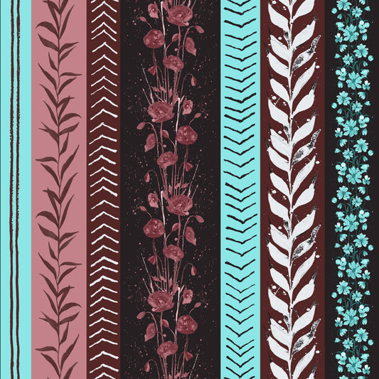 Autumn Stripes Modern Luxury Red Turquoise Wallpaper⁠