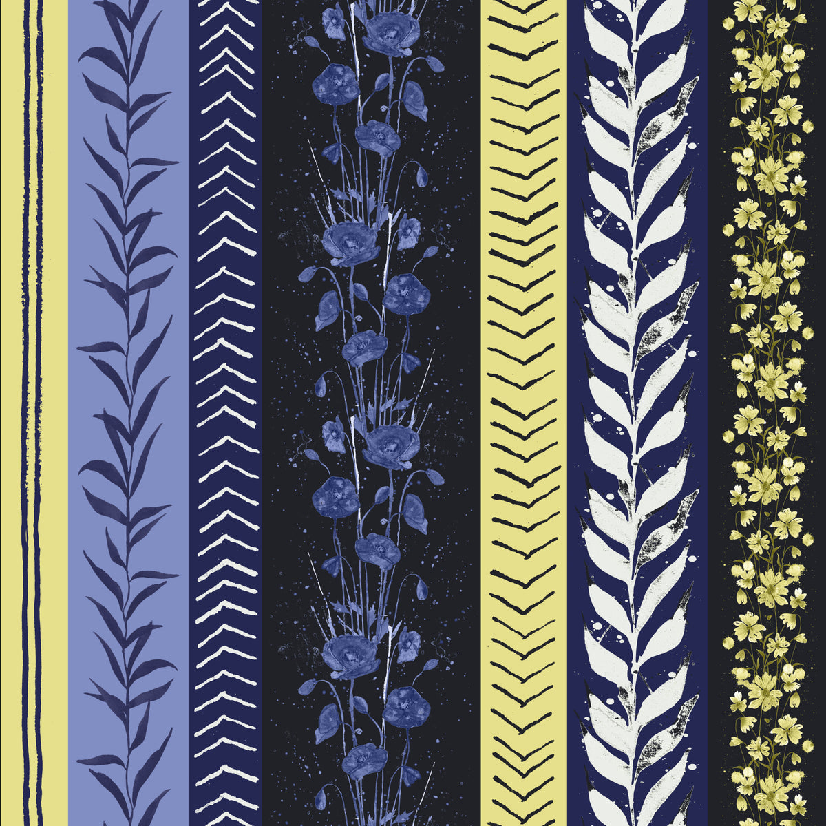 Autumn Stripes Modern Blue Yellow Wallpaper⁠