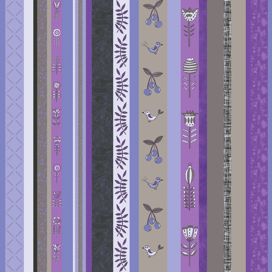 Whimsical Garden Stripes Purple Wallpaper⁠
