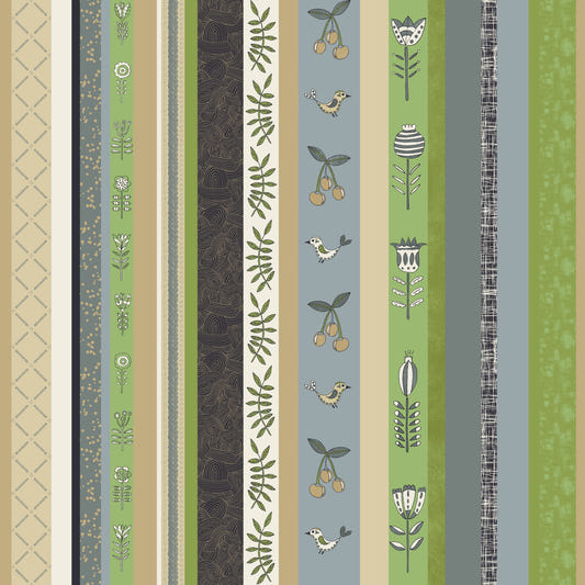 Whimsical Garden Stripes Green Wallpaper⁠