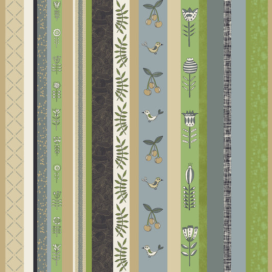 Whimsical Garden Stripes Green Wallpaper⁠
