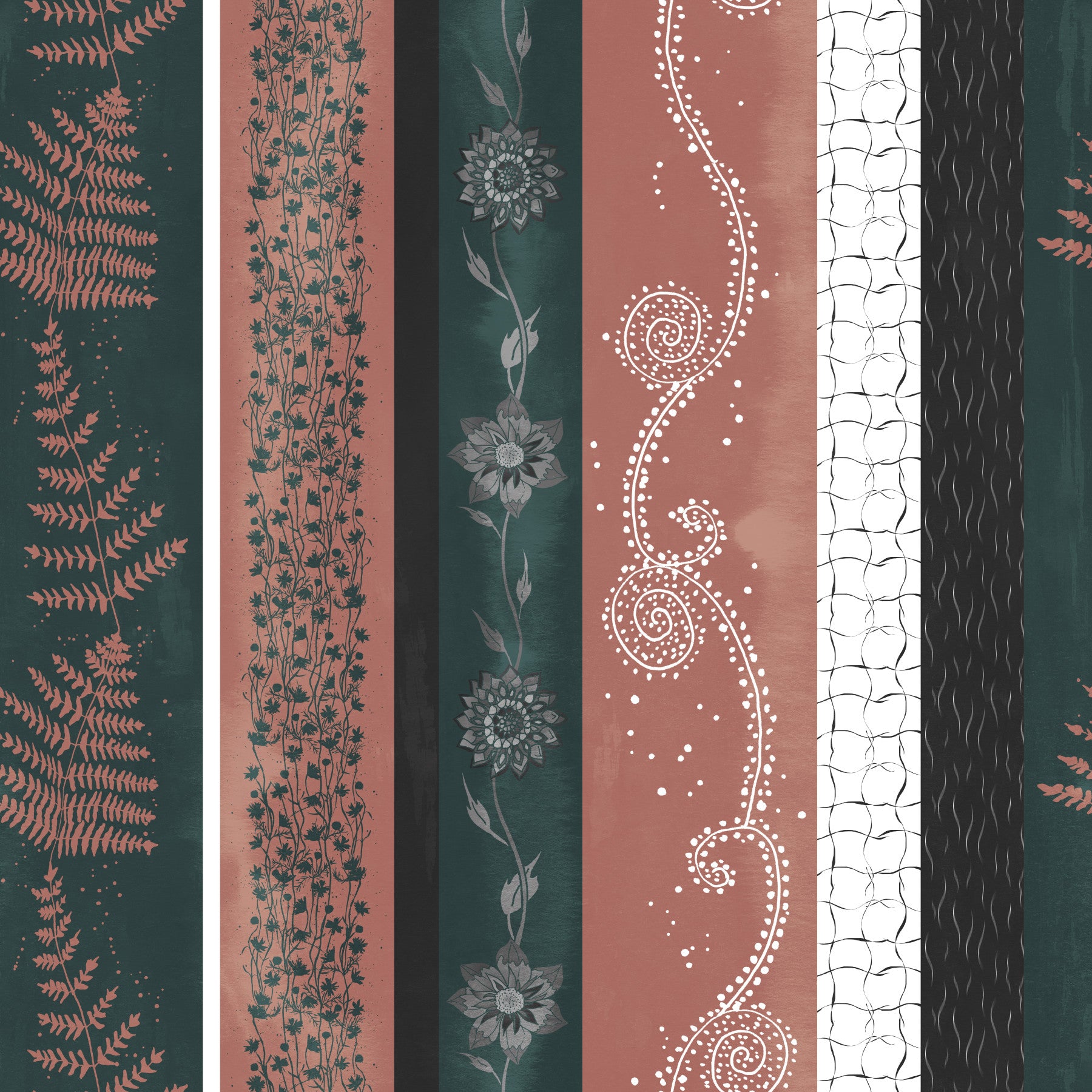Abstract Nature Stripes Teal Peach Wallpaper⁠