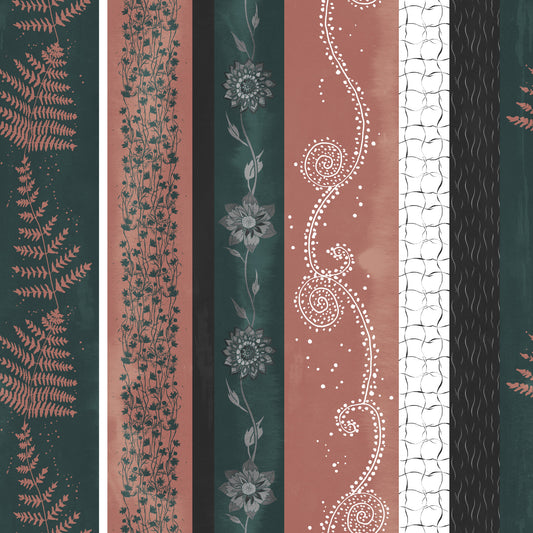 Abstract Nature Stripes Teal Peach Wallpaper⁠