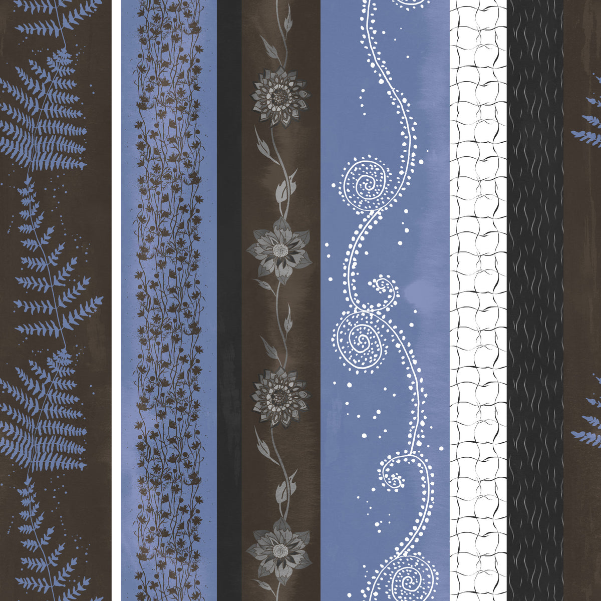 Abstract Nature Stripes Blue Copper Wallpaper⁠ in your room — zoomed