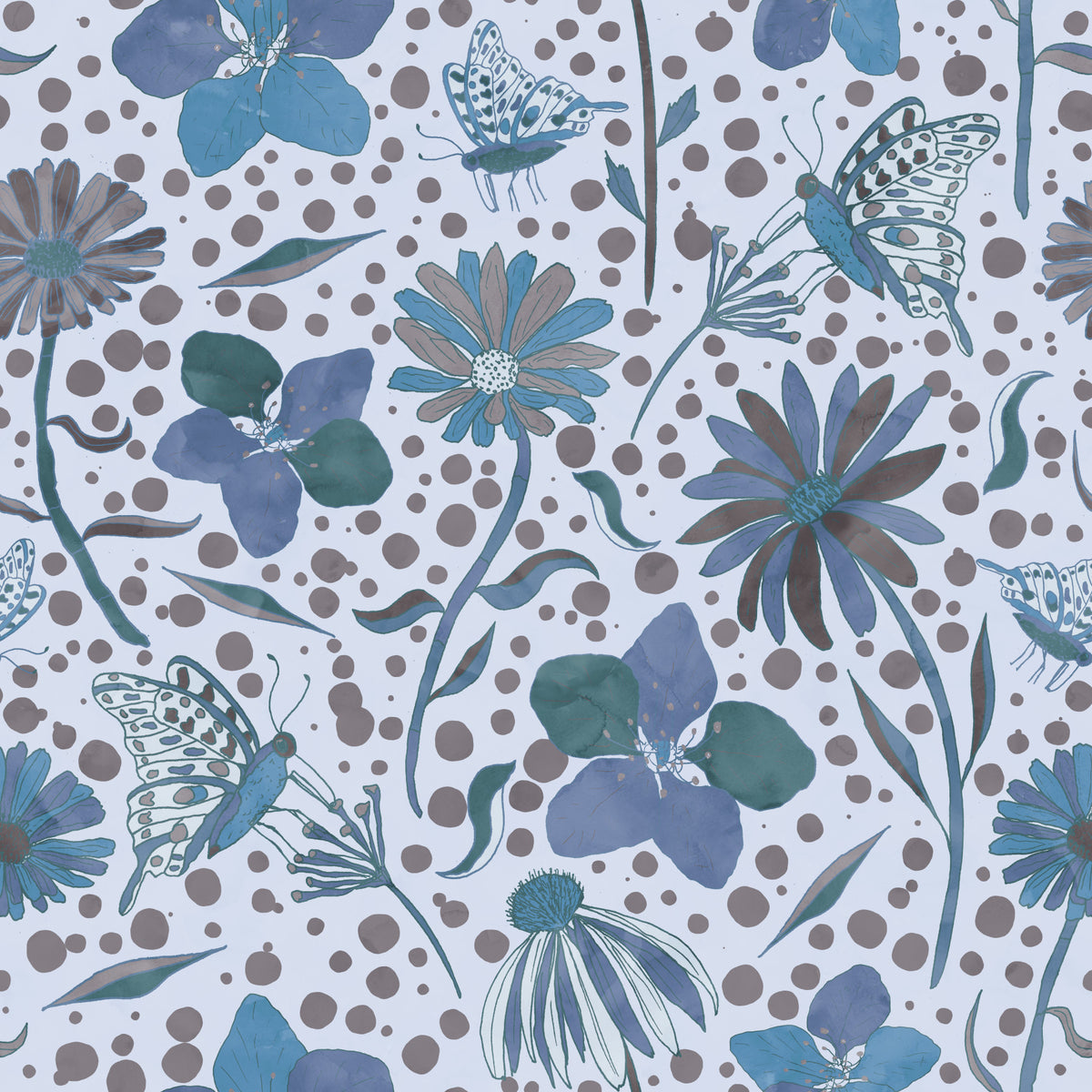 Secret Butterfly Garden Blue Wallpaper⁠