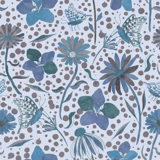 Secret Butterfly Garden Blue Wallpaper⁠
