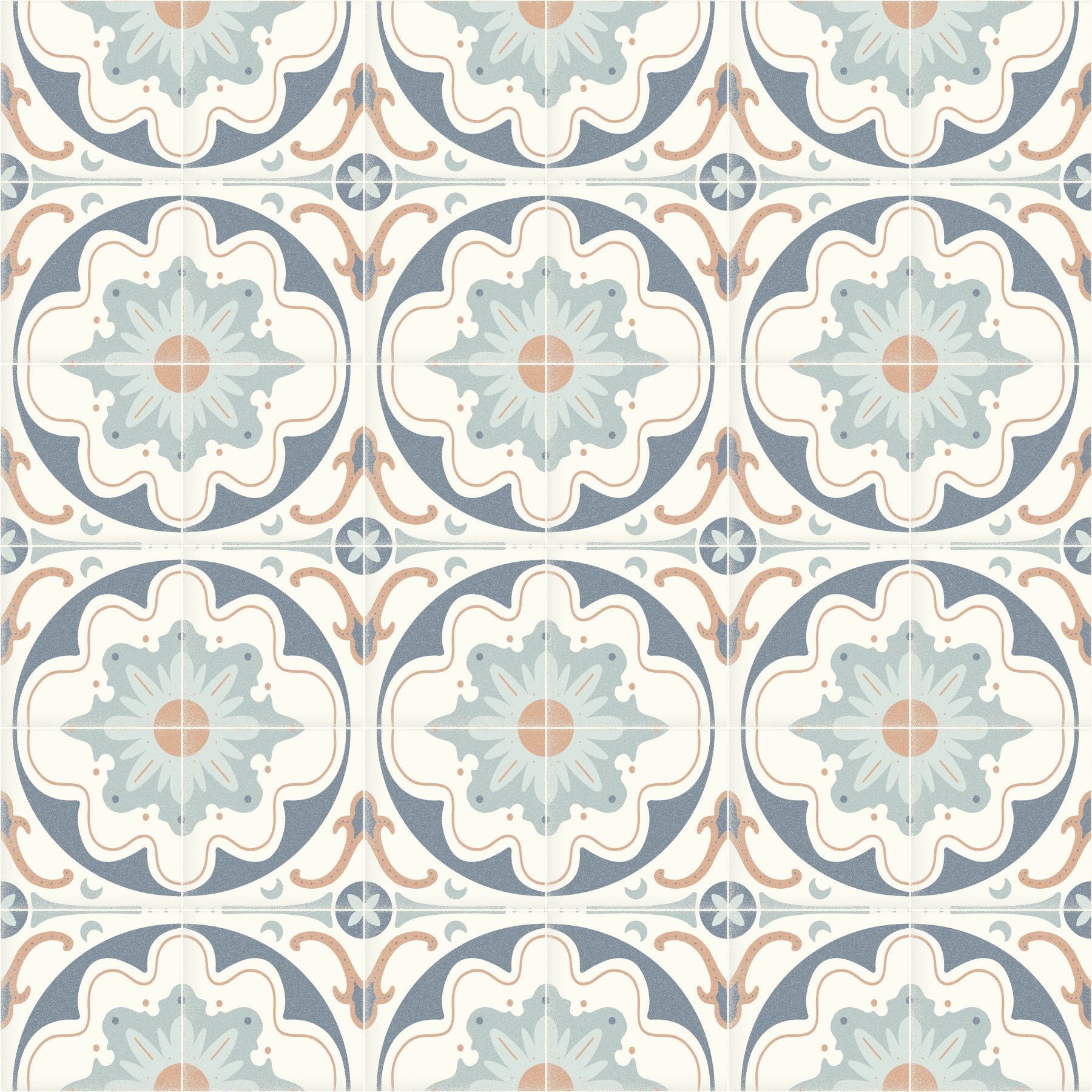 Aged Cement Tile Backsplashes - Navy Wallpaper⁠