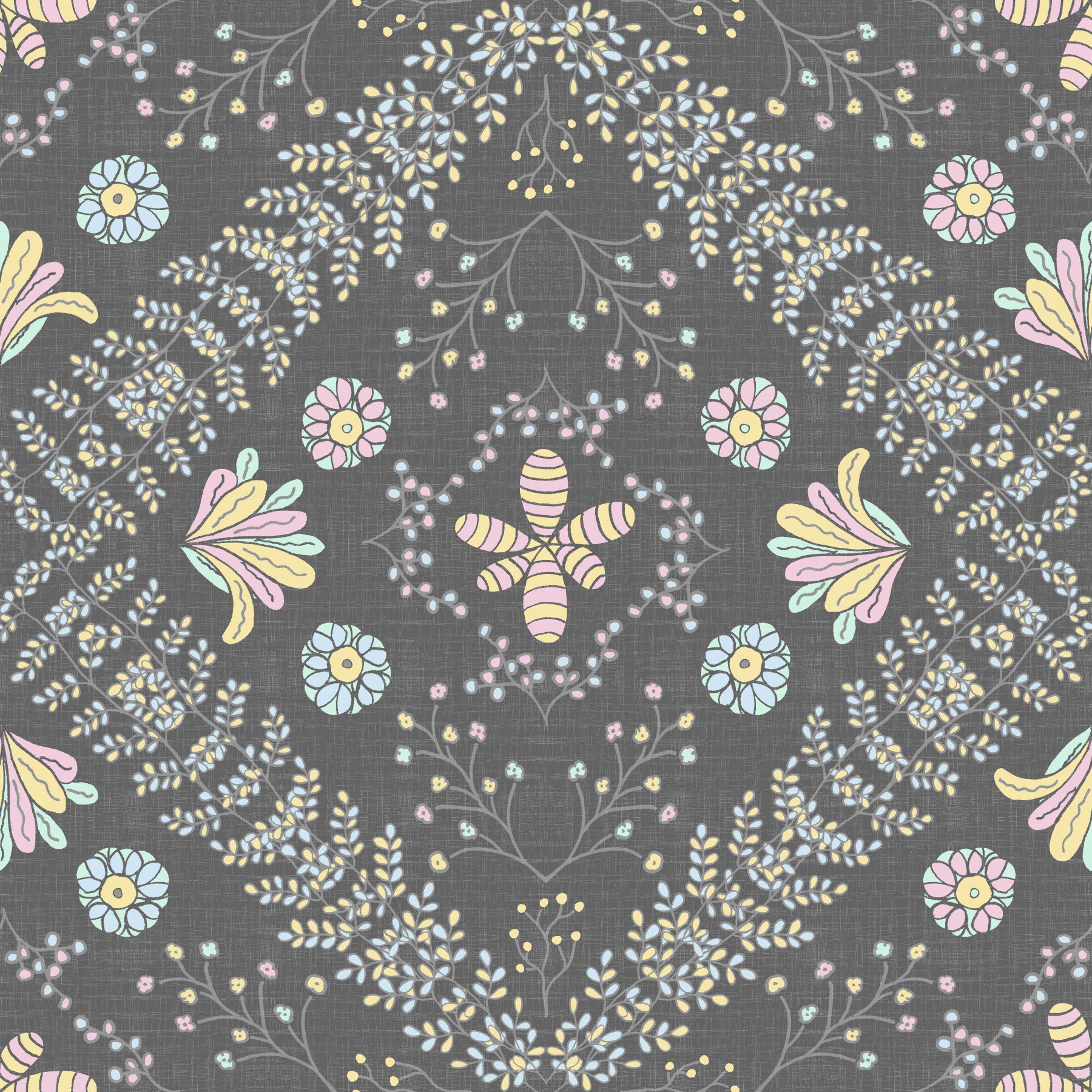 Bloom Tapestry Gray Wallpaper⁠