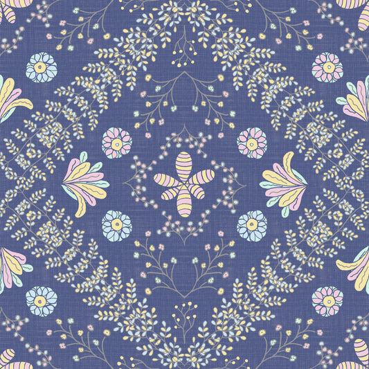 Bloom Tapestry Deep Blue Wallpaper⁠