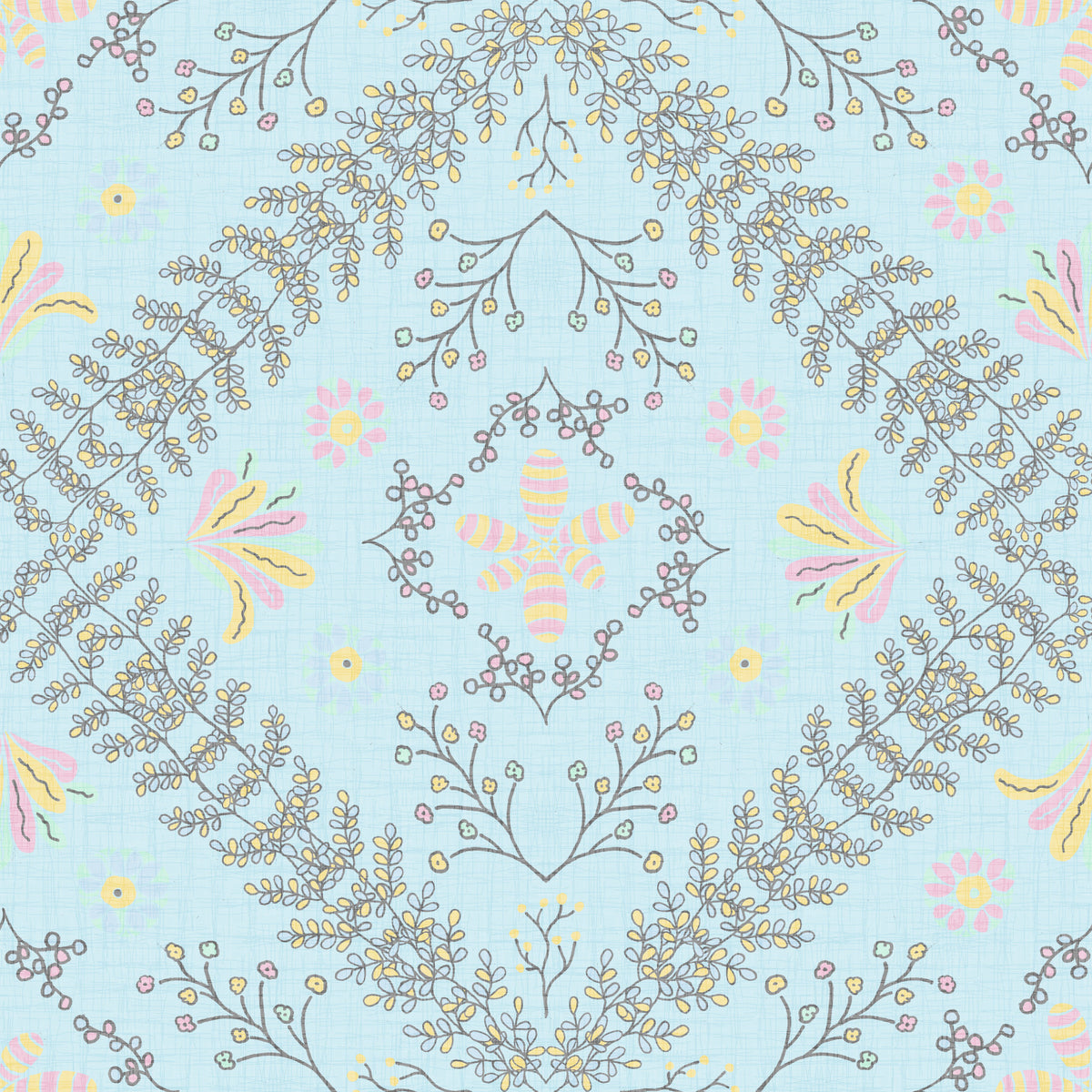 Bloom Tapestry Blue Wallpaper⁠