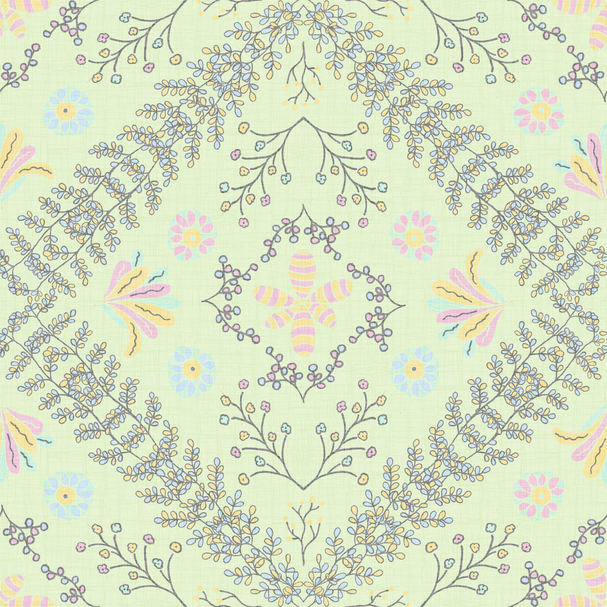 Bloom Tapestry Sage Green Wallpaper⁠ in your room — zoomed