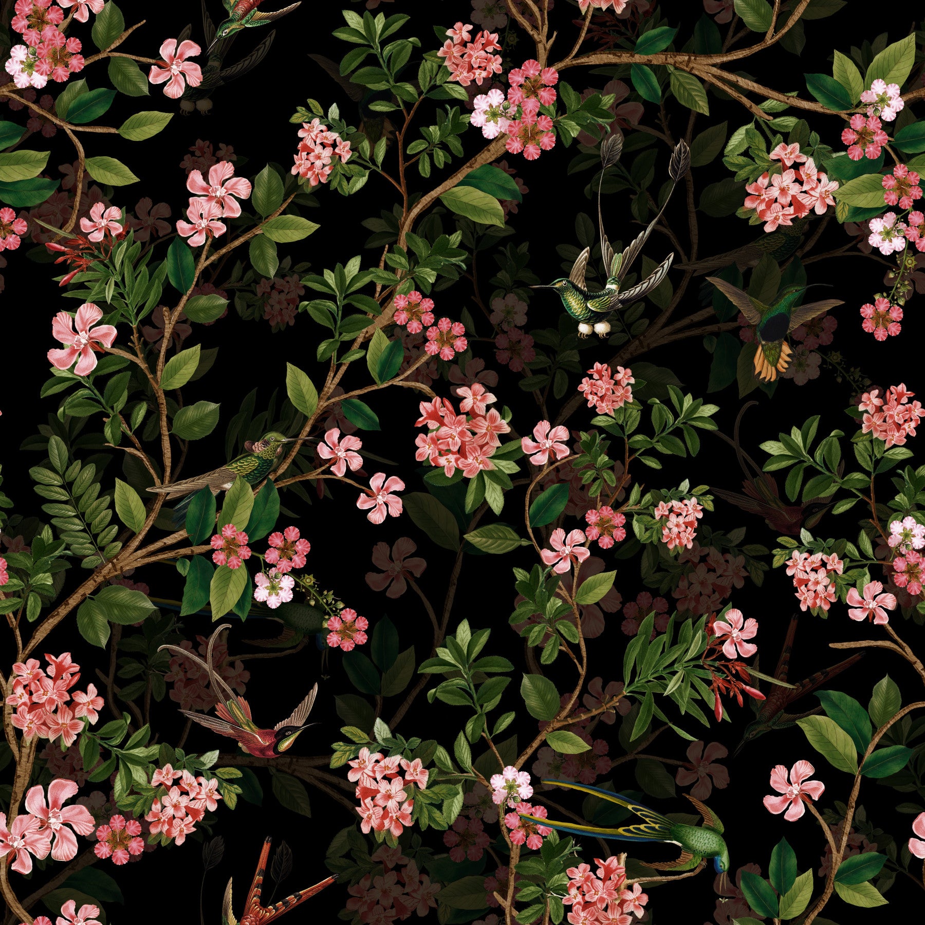 Vintage Midnight Whispers of the Tropics Wallpaper⁠