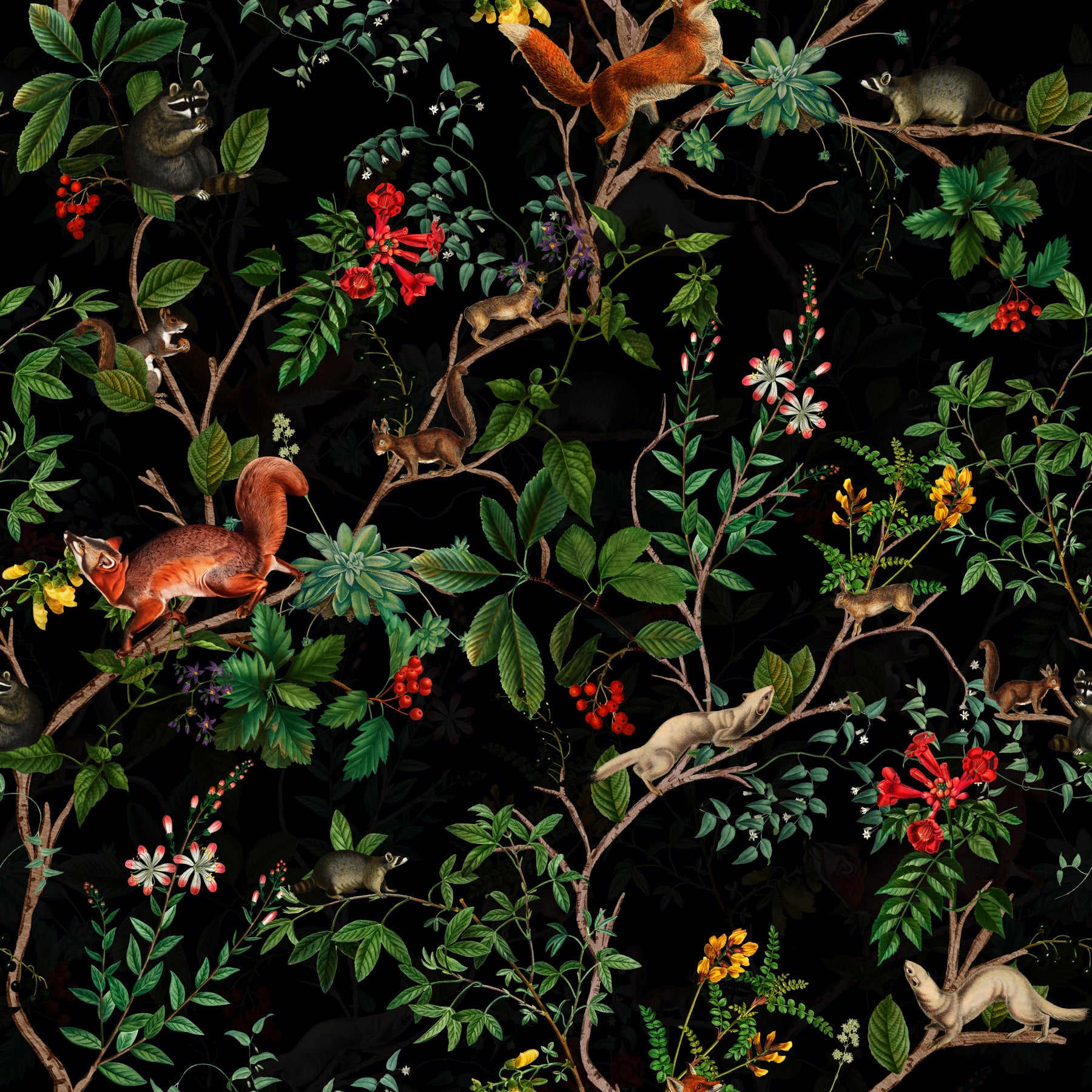 Midnight Vintage Woodlands Wallpaper⁠