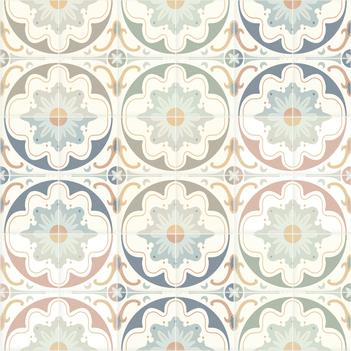 Aged Cement Tile Backsplashes Mixed Colors Wallpaper⁠