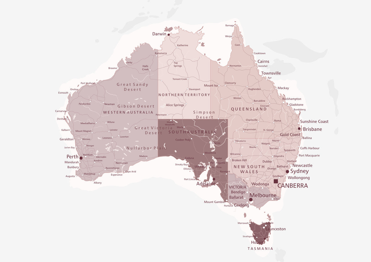 Australia Pink Tones Wall Mural in your room — zoomed