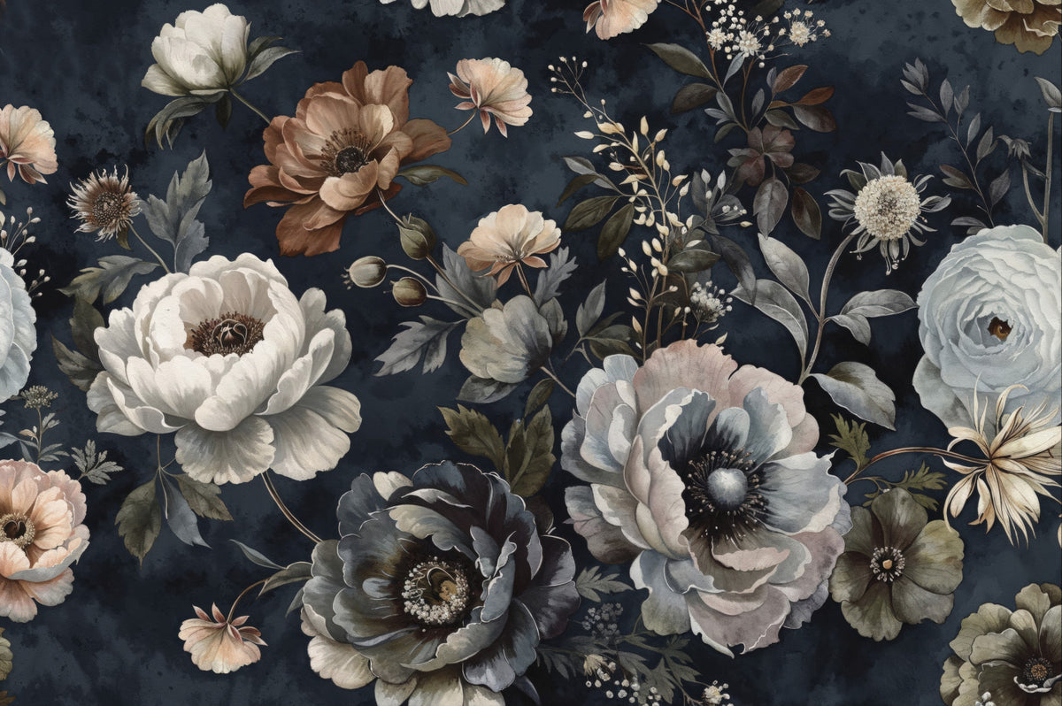 Classical Victorian Baroque Flora Symphony Wall Mural in your room — zoomed