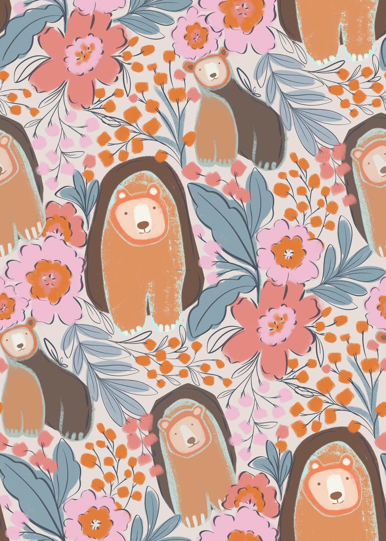 Floral Bears' Den Wallpaper⁠