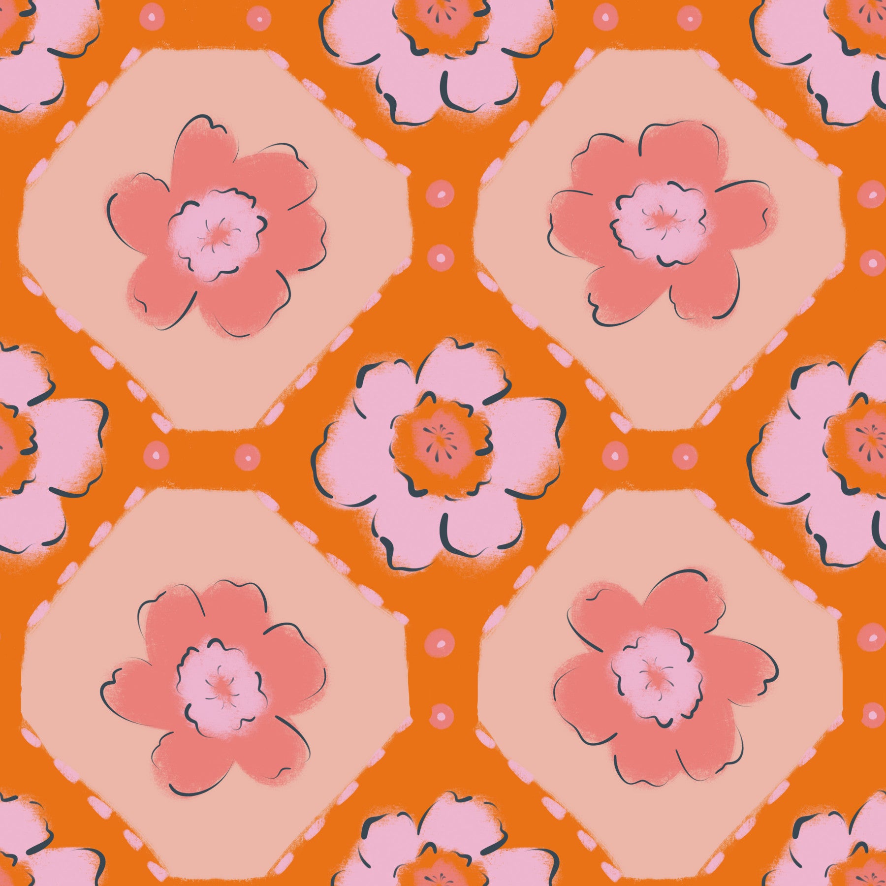 Peach Bloom Pop Wallpaper⁠