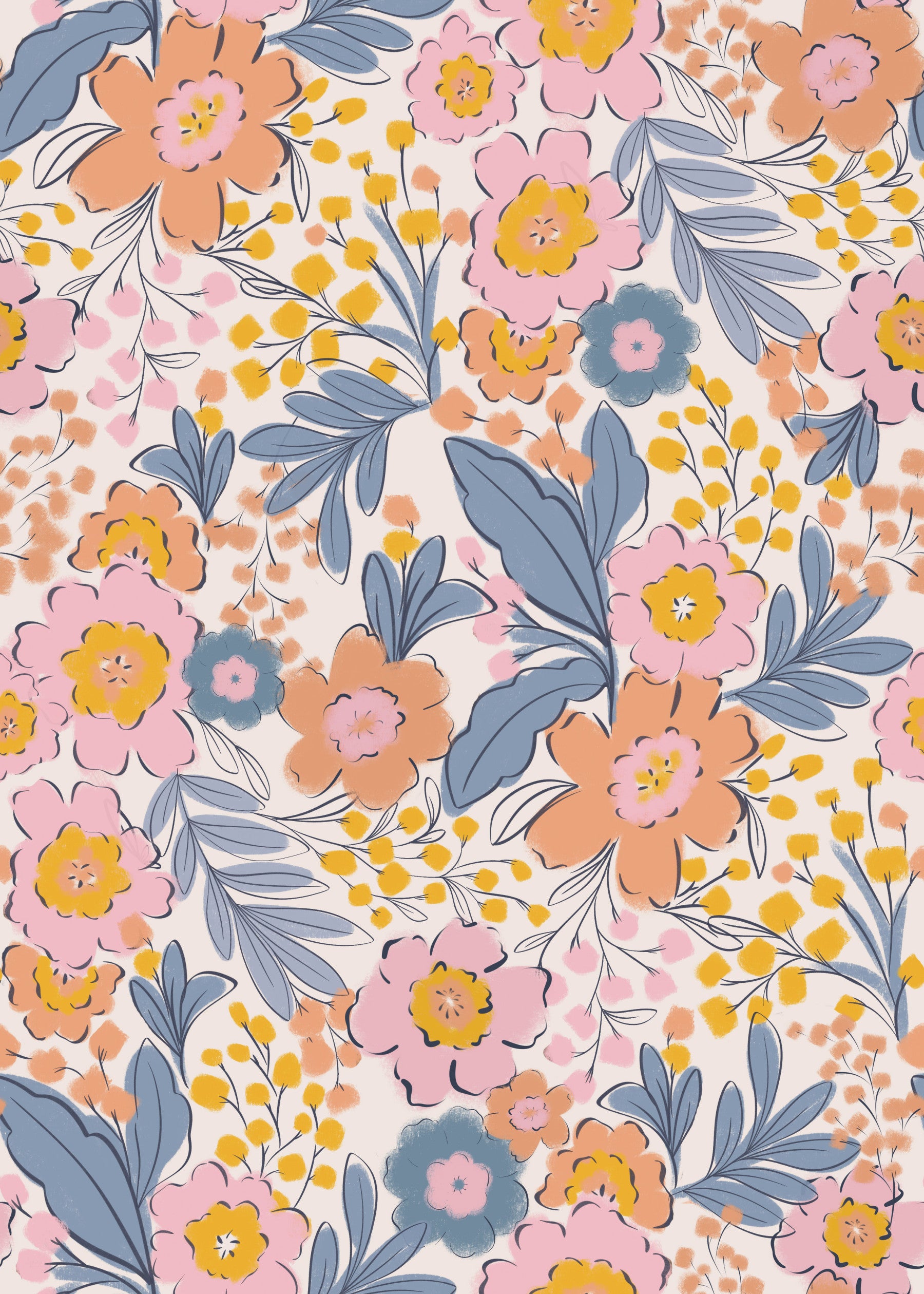 Pastel Floral Burst Wallpaper⁠