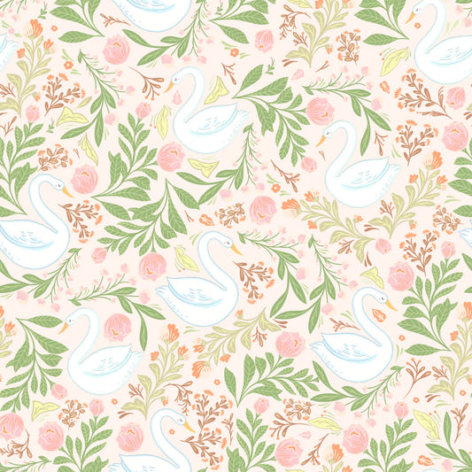 Serene Swans & Florals Wallpaper⁠