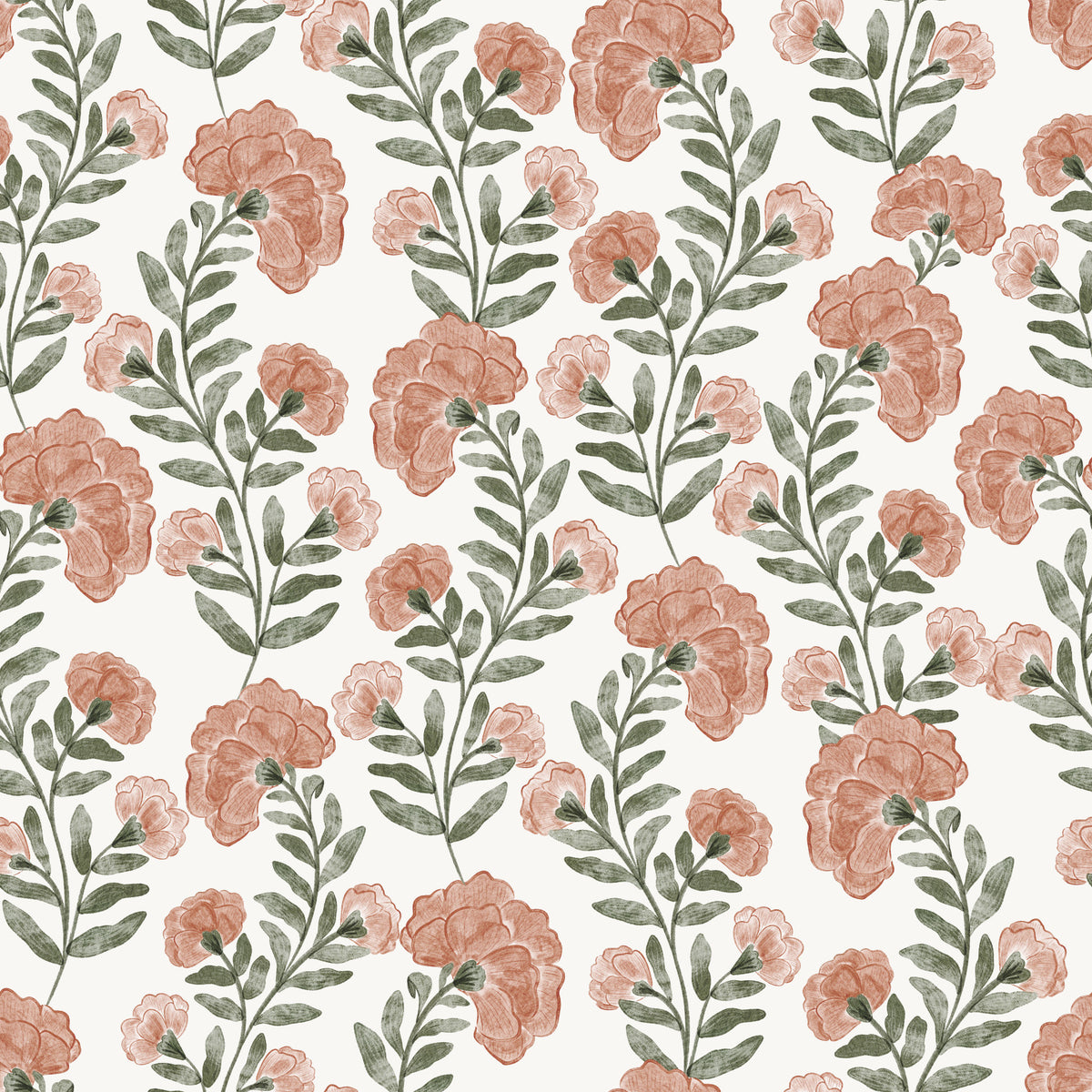 Vintage Trailing Bloom Wallpaper⁠
