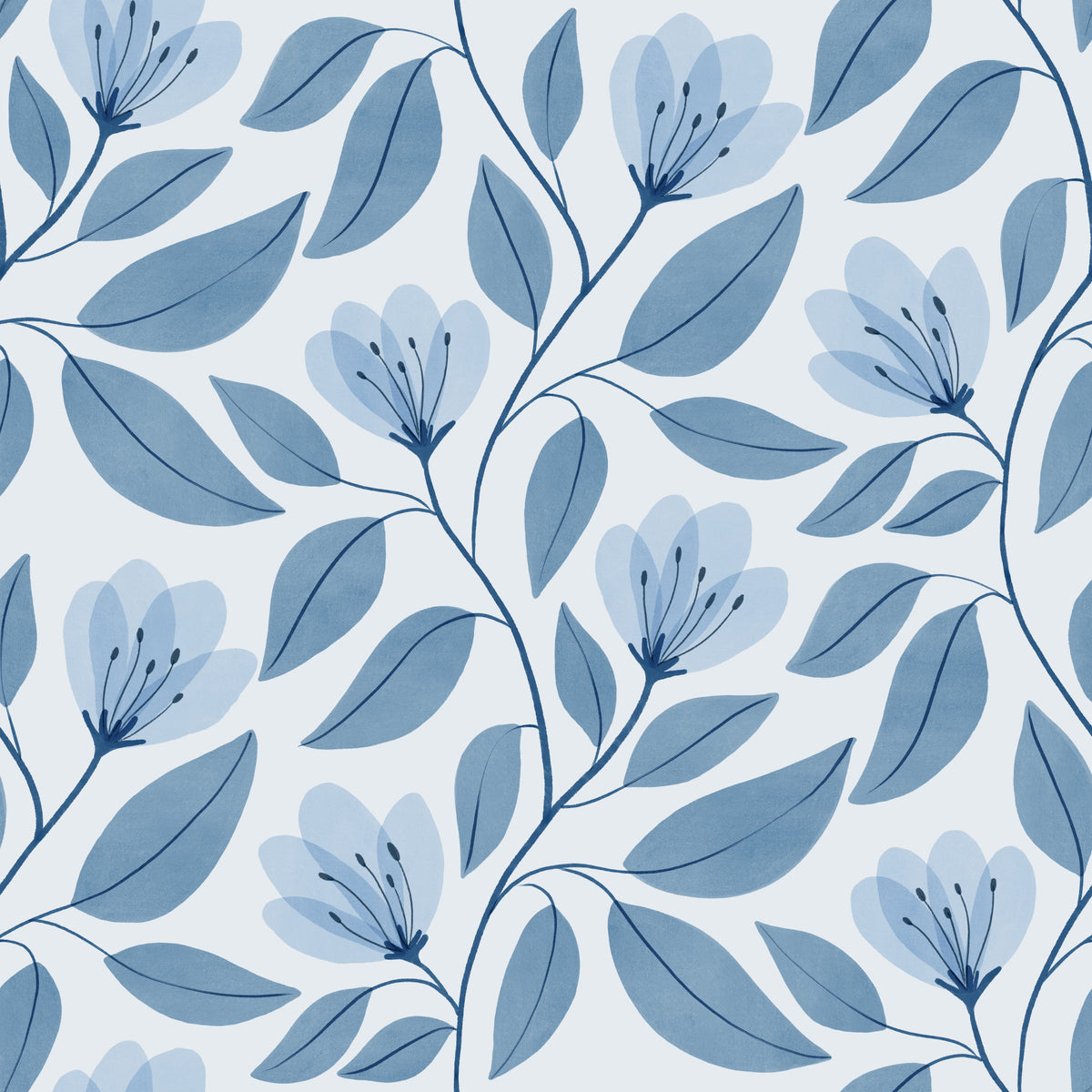 Serene Blue Botanics Wallpaper⁠
