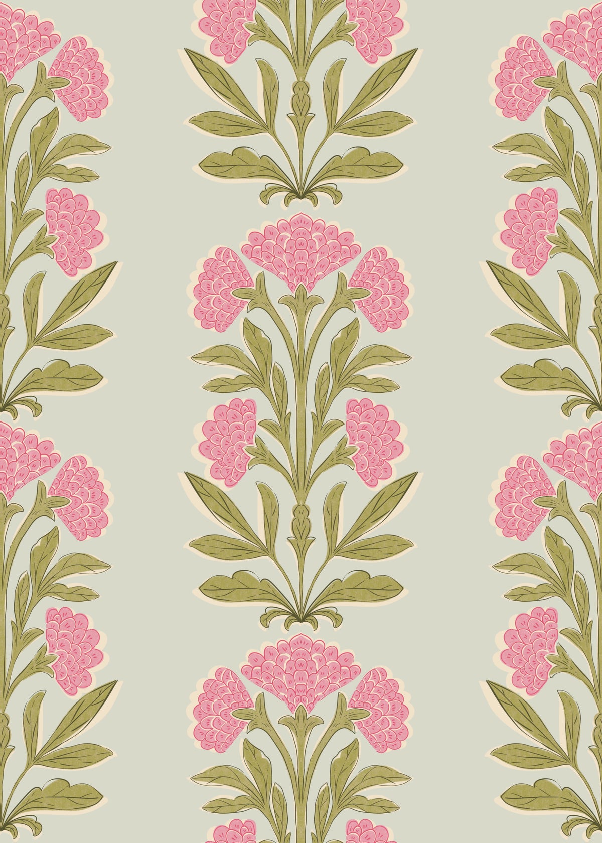 Retro Mughal Floral Stripe Wallpaper⁠ in your room — zoomed