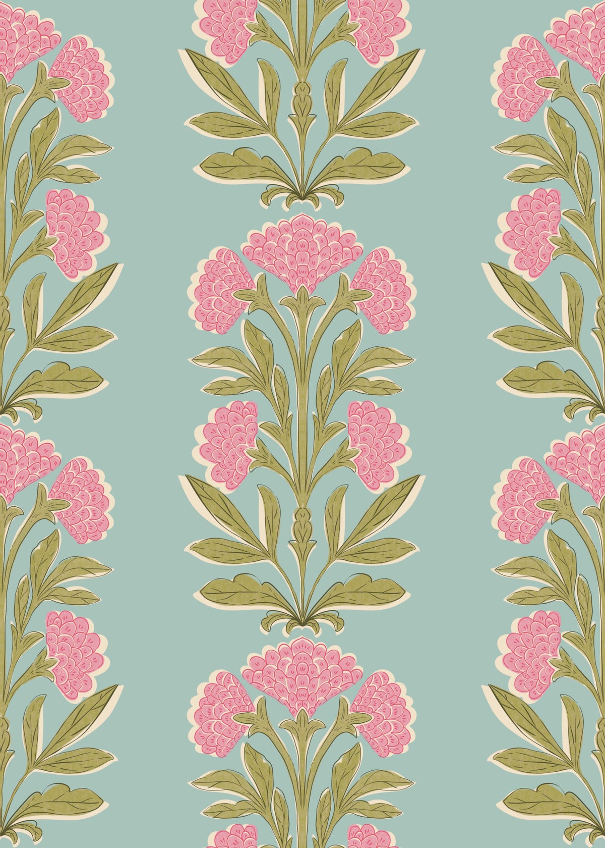 Mughal Bloom & Leaf Wallpaper⁠ in your room — zoomed