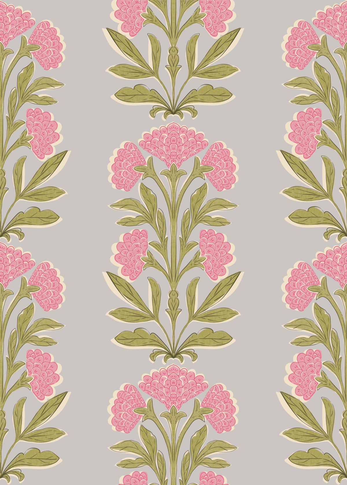Pink Mughal Bloom Symmetry Wallpaper⁠