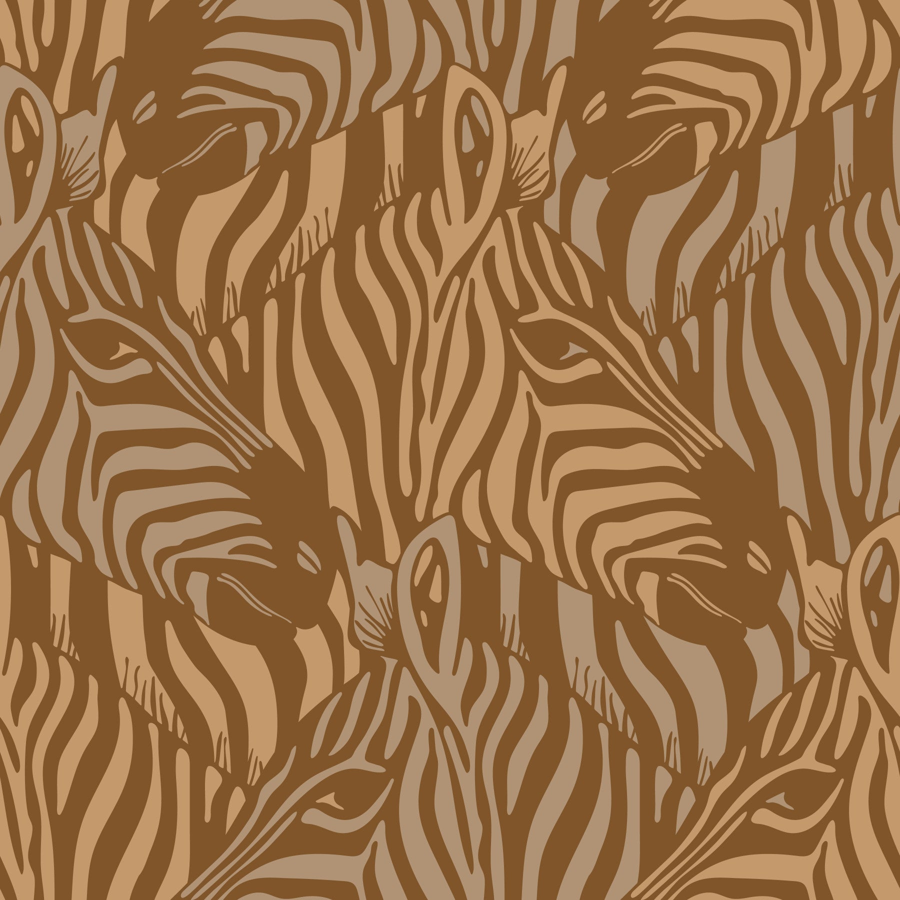 Zebra Herd Wild Animal Stripes Warm Neutral Beige Sand Brown Wallpaper⁠
