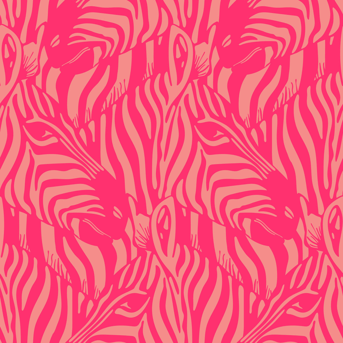 Zebra Herd Wild Animal Stripes Bright Hot Pink Blush Peach Wallpaper⁠ in your room — zoomed