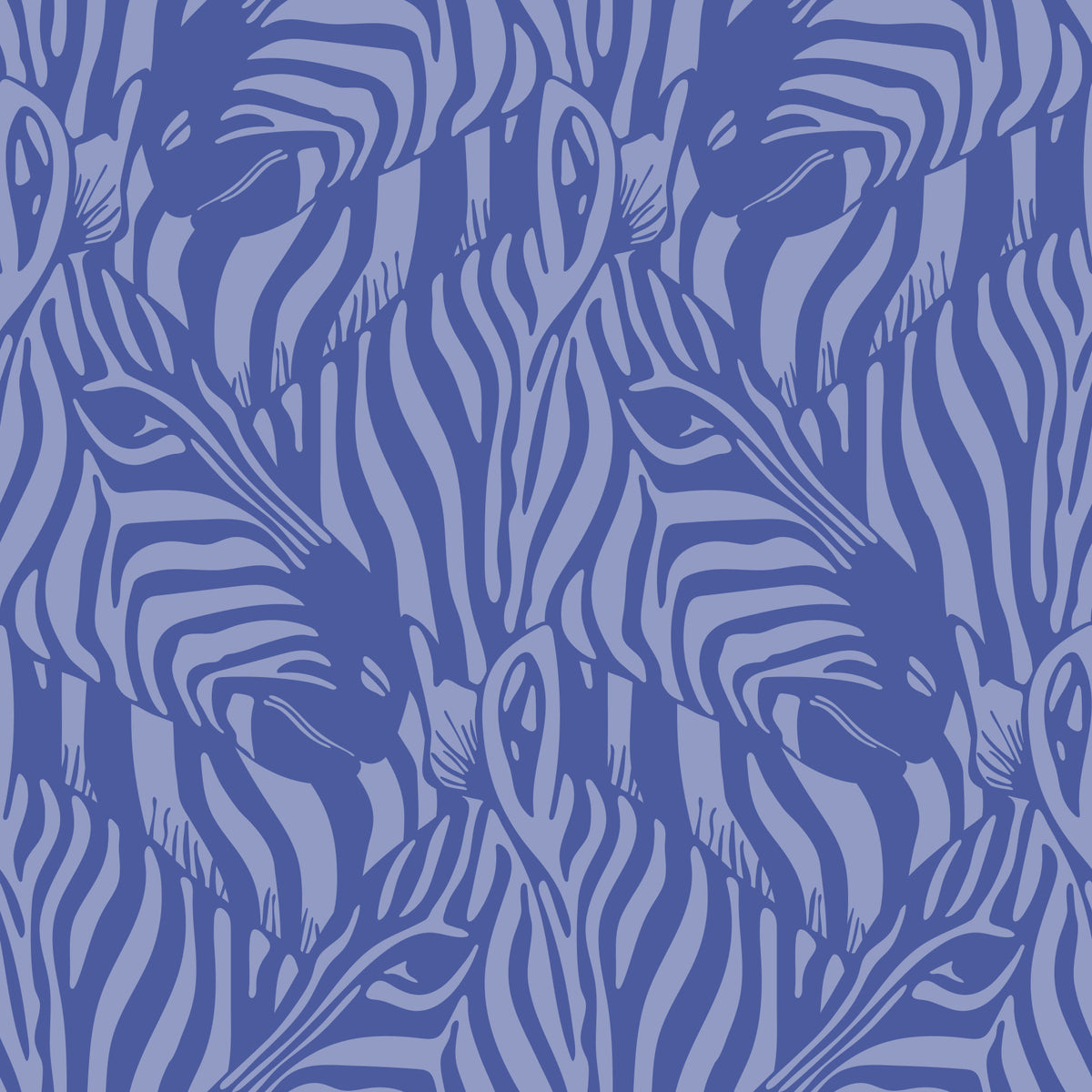 Zebra Herd Wild Animal Stripes Monochromatic Periwinkle Purple Lavender Wallpaper⁠